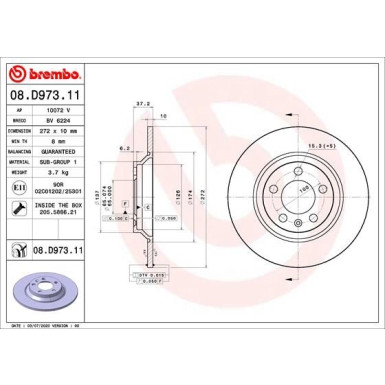 Bremsscheibe HA | AUDI A1,VW 18 | 08.D973.11