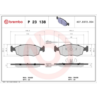 BREMBO Bremsklötze VA | FIAT 500,Punto 09 | P 23 138