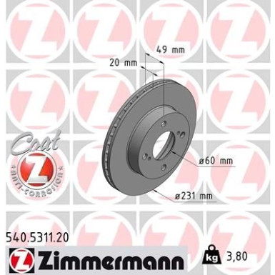 ZIMMERMANN Bremsscheibe | 540.5311.20