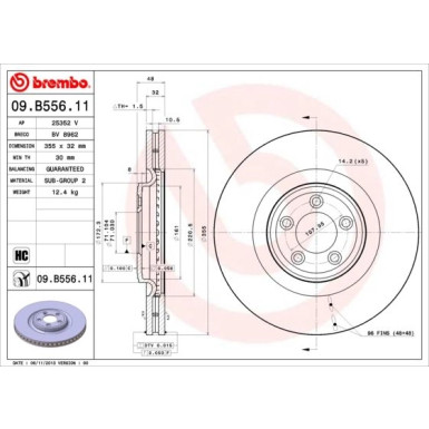 52 481 038 Bremsscheibe VA | JAGUAR XJ,XF 08 | 09.B556.11