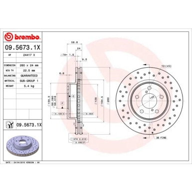 Bremsscheibe VA Xtra | SUBARU Impreza,Legacy 89 | 09.5673.1X