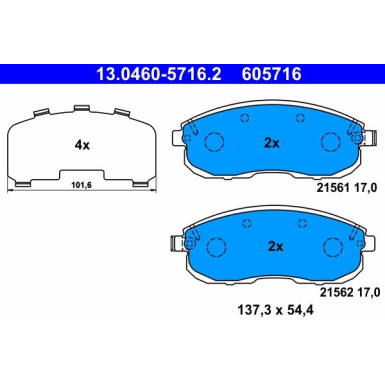 Bremsbelagsatz Nissan P. Cube/Juke/Pulsar/Tiida 07 | 13.0460-5716.2