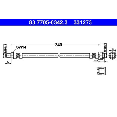 ATE Bremsschlauch | 83.7705-0342.3