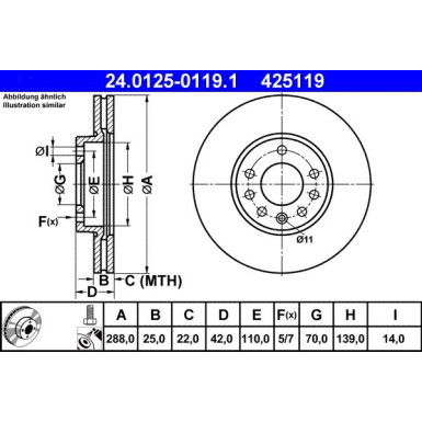 Bremsscheibe Opel P. Speedster/Vectra 1.6-2.6 95 | 24.0125-0119.1