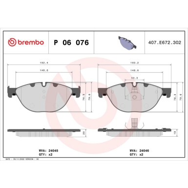 BREMBO Bremsklötze VA | BMW F10,F07GT,F01 08 | P 06 076