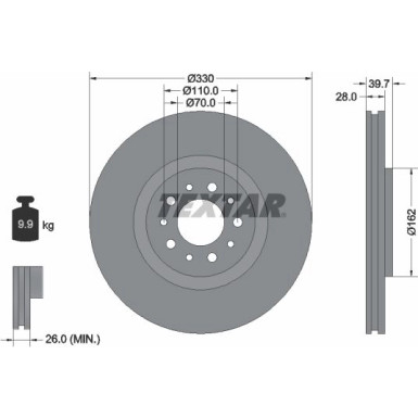 Bremsscheibe Alfa P. Brera/Spider 2.4 Jtdm/3.2 Jts 06-11 | 92145103