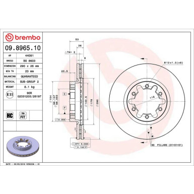 BREMBO Bremsscheibe | 09.8965.10