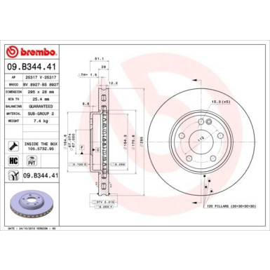 15 481 098 Bremsscheibe VA | MERCEDES W176,W246 11 | 09.B344.41