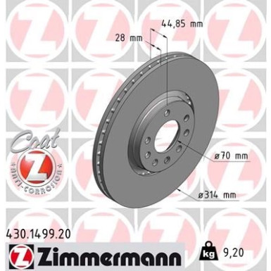 ZIMMERMANN Bremsscheibe | 430.1499.20