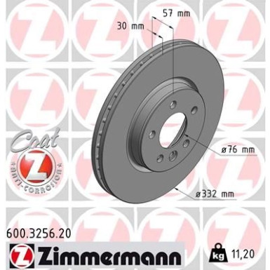 ZIMMERMANN Bremsscheibe | 600.3256.20