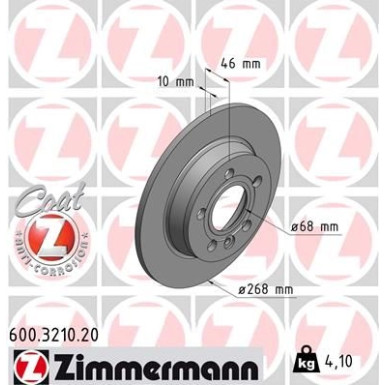 ZIMMERMANN Bremsscheibe | 600.3210.20