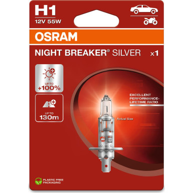 H1 12V 55W P14,5s NIGHT BREAKER SILVER +100% 1 Stück