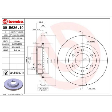 84 481 059 Bremsscheibe VA | MITSUBISHI Pajero 07 | 09.B636.11