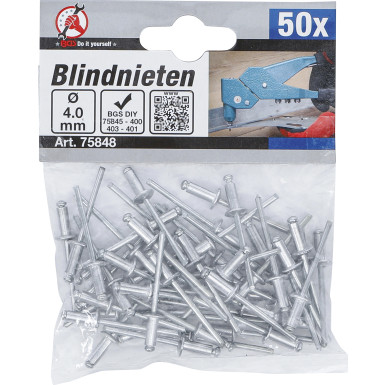 BGS Blindnieten-Sortiment | Ø 4,0 mm | 50-tlg | 75848