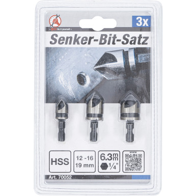 BGS Senker-Bit-Satz | HSS | Antrieb 6,3 mm (1/4"""") | 12 - 16 - 19 mm | 3-tlg | 70052