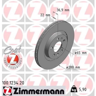 ZIMMERMANN Bremsscheibe | 100.1234.20