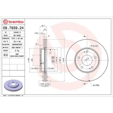 84 481 045 Bremsscheibe VA | MITSUBISHI Space Wagon 96 | 09.7939.24