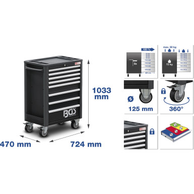 BGS Werkstattwagen Profi Standard | 8 Schubladen | mit 234 Werkzeugen | 4113