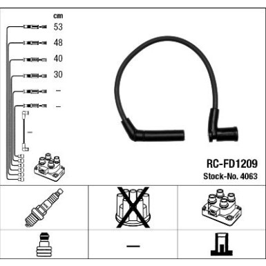 RC-FD1209 NGK | Zündkabelsatz | FORD KA (RB_) 1.6 i,7.03-11.08 | 4063