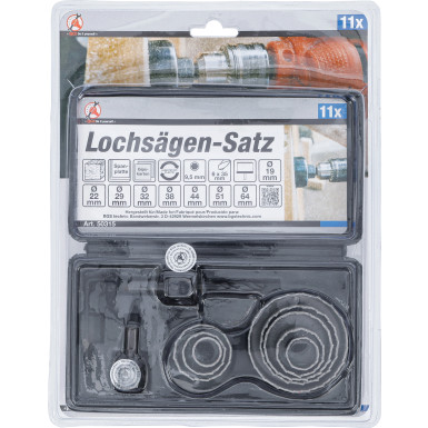 BGS Lochsägen-Satz | Ø 19 - 64 mm | Tiefe 24 mm | 11-tlg | 50315