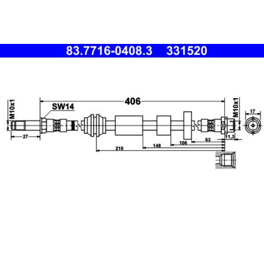 ATE Bremsschlauch | 83.7716-0408.3