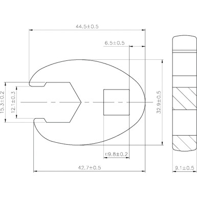 BGS Hahnenfußschlüssel | Antrieb Innenvierkant 10 mm (3/8"""") | SW 15 mm | 1756-15