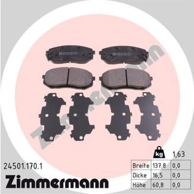 ZIMMERMANN Bremsbeläge | 24501.170.1