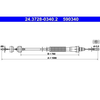 ATE Kupplungsseil | 24.3728-0340.2