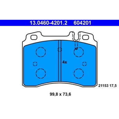 Bremsbelagsatz Db P. W124/W201/W210 90-02 | 13.0460-4201.2