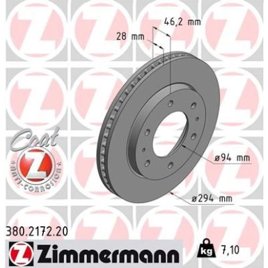 ZIMMERMANN Bremsscheibe | 380.2172.20