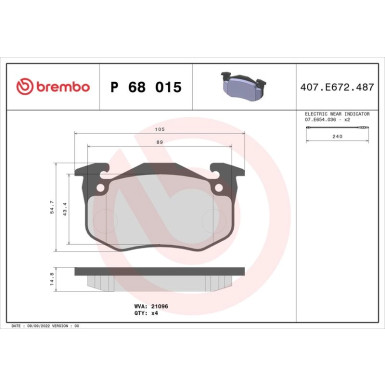 BREMBO Bremsklötze VA | RENAULT Rapid, Twingo 85-07 | P 68 015