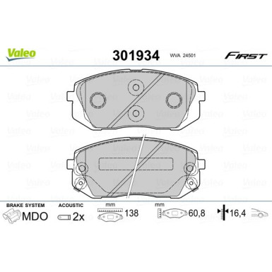 VALEO Bremsbeläge | 301934