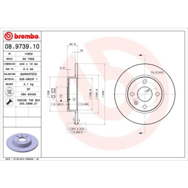 10 482 018 Bremsscheibe HA | OPEL Corsa,Tigra 00 | 08.9739.10