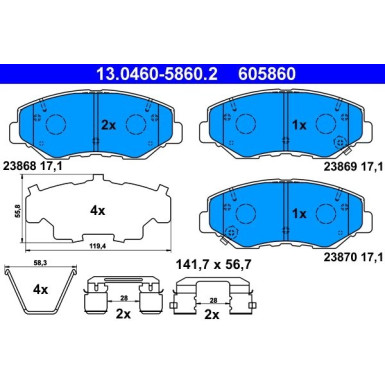 Bremsbelagsatz Honda P. Cr-V 2.0-2.4 01-06 | 13.0460-5860.2