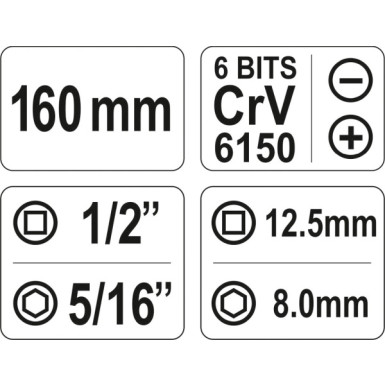 Schlag-Schraubendreher Satz Cr-V 6-Tlg | YT-2802