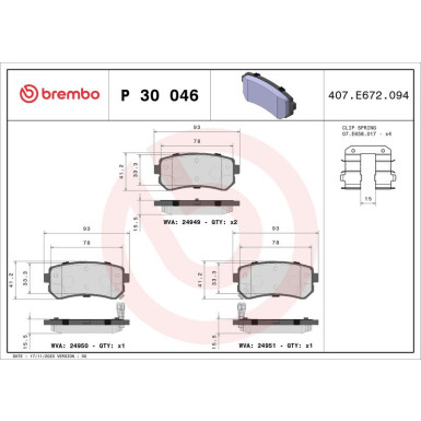 BREMBO Bremsklötze HA | HYUNDAI 20 08 | P 30 046