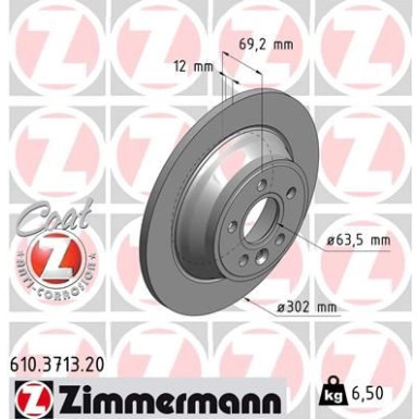 ZIMMERMANN Bremsscheibe | 610.3713.20