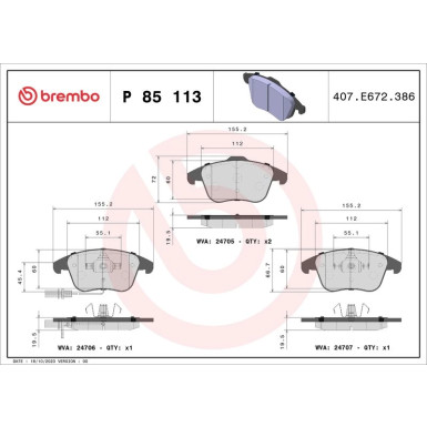 BREMBO Bremsklötze Xtra VA | AUDI A4, A5 07-17 | P 85 113X