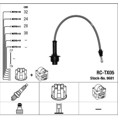 RC-TX05 NGK | Zündkabelsatz | TOYOTA Liteace 92-95 | 9681