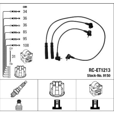 RC-ET1213 NGK | Zündkabelsatz | TOYOTA 4 Runner 90-95 | 9150