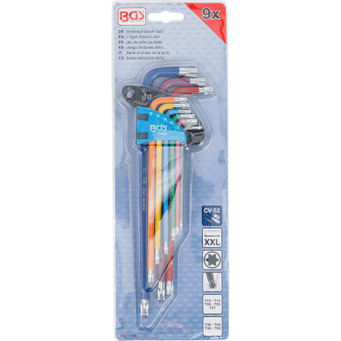 BGS Torx Winkelschlüssel-Satz Multicolour extra lang mit Kugelkopf | 74468