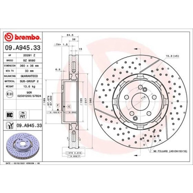 Bremsscheibe VA | MERCEDES C,E-Klasse,CLS,AMG 07 | 09.A945.33