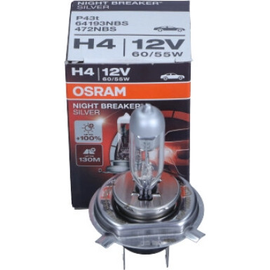 H4 Osram | 12V 60/55W P43T NBS | Night Breaker Silver | 64193NBS