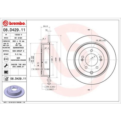 Bremsscheibe HA | HYUNDAI ix35,Tucson,KIA 09 | 08.D429.11