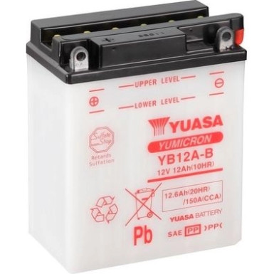 Yuasa Motorradbatterie TROCKEN | Offen ohne Säure | YB12A-B