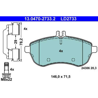 Bremsbelagsatz Db P. W204/S204/C204 1.6-2.1 07- Keramik | 13.0470-2733.2