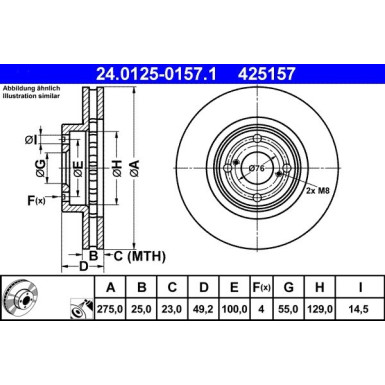 Bremsscheibe Toyota P. Corolla 1.4-2.0 D-4D 01-07 | 24.0125-0157.1