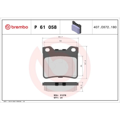 BREMBO Bremsklötze HA | PEUGEOT 406, 607 95-11 | P 61 058