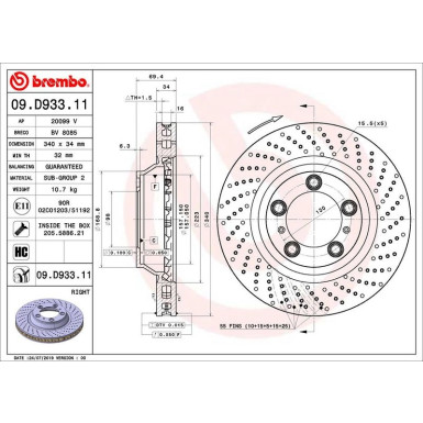 Bremsscheibe VA re | PORSCHE | 09.D933.11