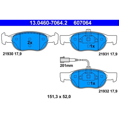 Bremsbelagsatz Fiat P. Bravo/Brava 1.2-1.6/1.9D 95-02 | 13.0460-7064.2